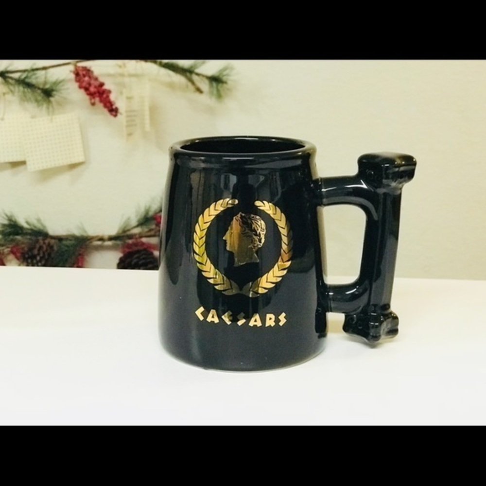 Caesar’s Palace Onyx & Gold Vintage Mug